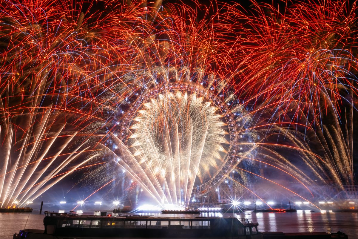Fireworks over the London Eye on New Year's Eve